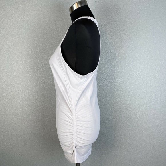 Athleta Womens Speedlight Racerback Tank Top M Medium Pale Pink Ruched Seamless - Picture 3 of 11